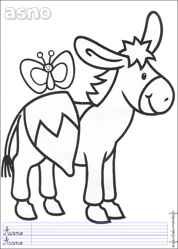 coloriage ane 1 .. Coloriages Animaux de la ferme en espagnol